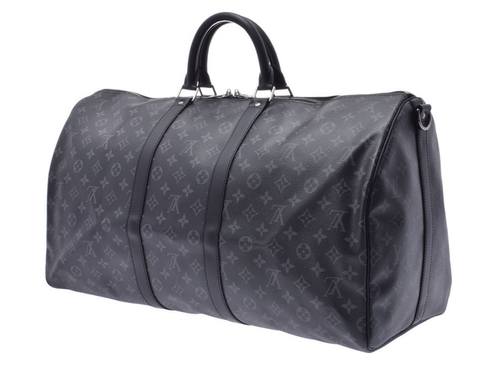 Louis Vuitton Eclipse Bag Strap Boston Leather Black Keepall Bandoulire Black